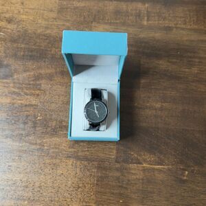 Vintage Ecclissi Sterling Silver Watch with Black Pave Dial and Original Box